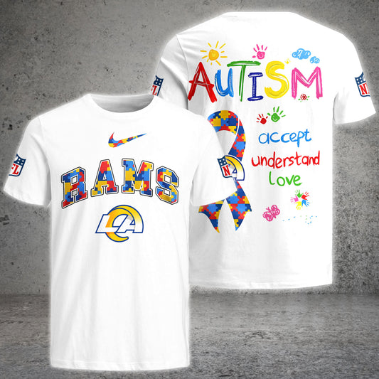 NFL Los Angeles Rams Autism Awareness Accept Understand Love T-Shirt Los Angeles Rams Merch