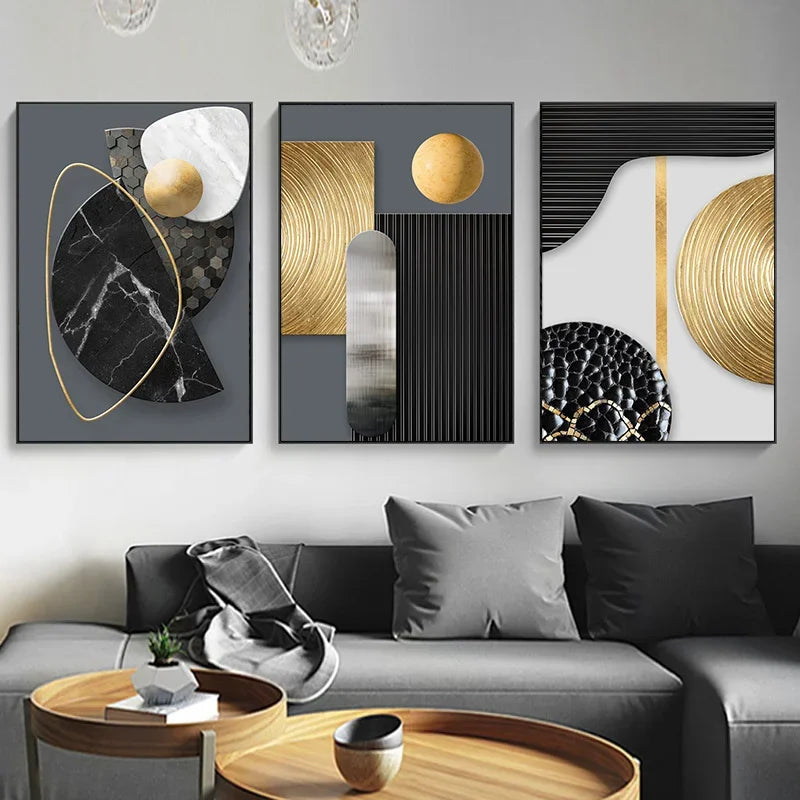 Modern Abstract Geometric Canvas Painting – Nordic Style Wall Art Poster for Living Room Home Decoration