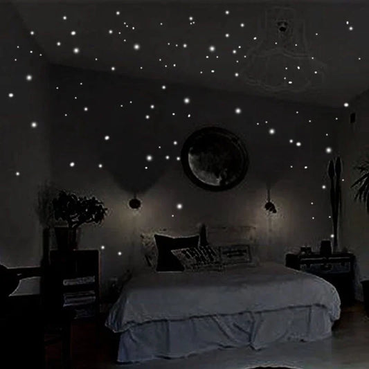 407pcs Luminous Wall Stickers – Glow in the Dark Stars Vinyl Decals for Kids’ Room, Creative Fluorescent Home & Party Decoration