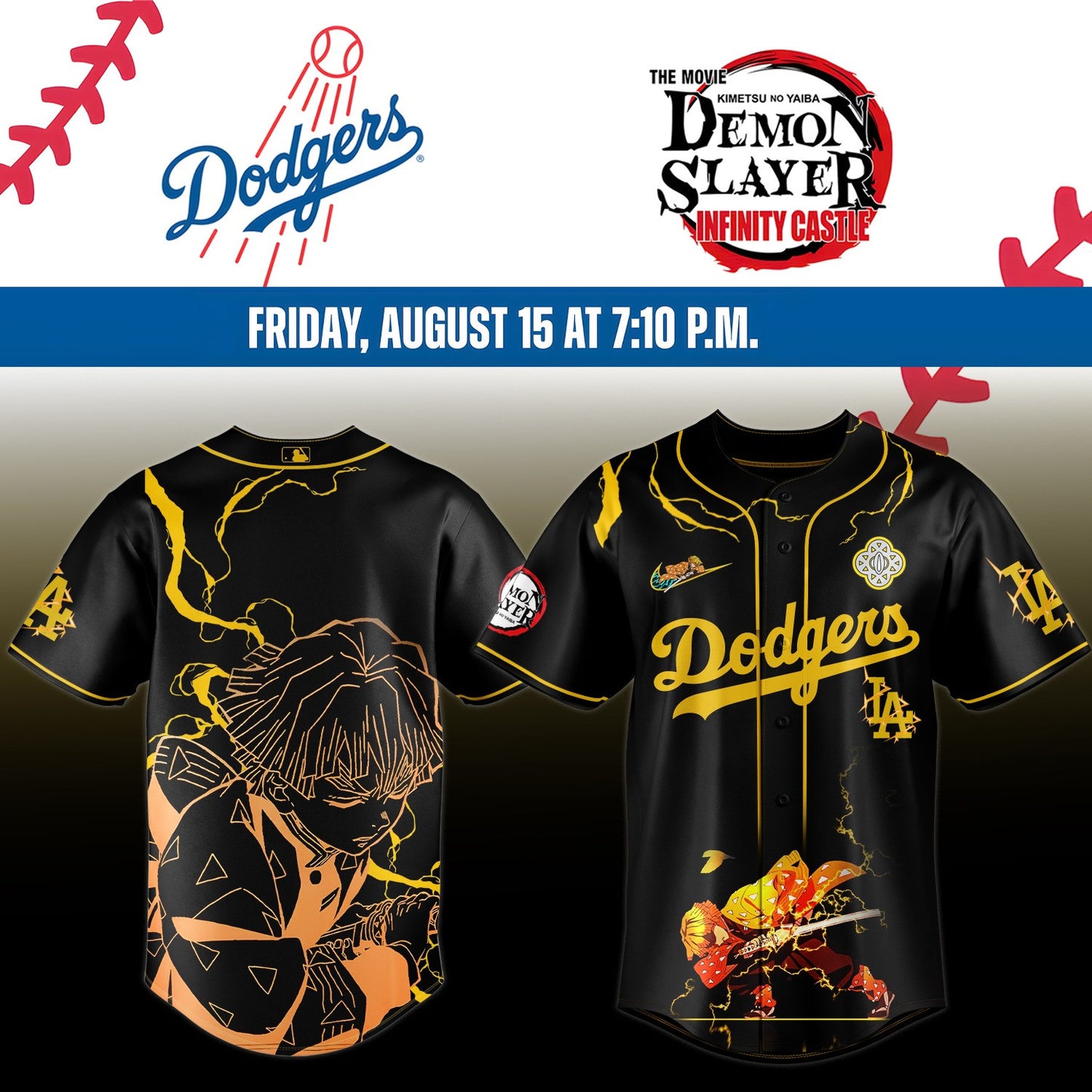 LA Dodgers _ Demon Slayer Agatsuma Zenitsu Jersey 2025