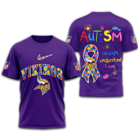 NFL Minnesota Vikings 2025 Autism Awareness Shirt Minnesota Vikings Merch Gifts For Fans