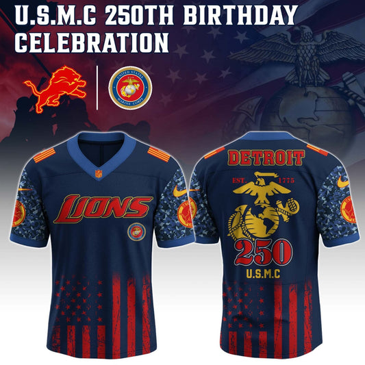 Detroit Lions NFL x U.S.M.C 250TH Birthday Special Edition Jersey