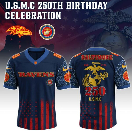 Baltimore Ravens NFL x U.S.M.C 250TH Birthday Special Edition Jersey