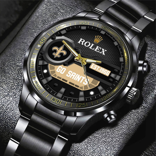 New Orleans Saints x Rolex Black Stainless Steel Watch