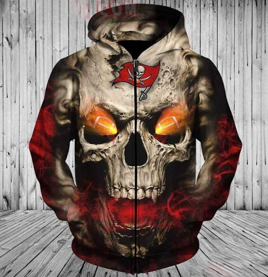 Nfl Tampa Bay Buccaneers Skull Pullover And Hoodies Custom 3d