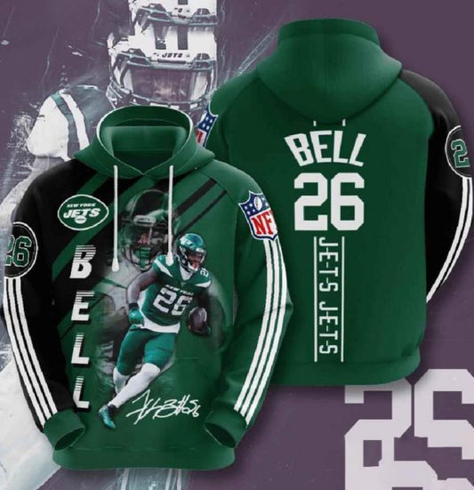 Nfl New York Jets 3d Hoodies Bell 26