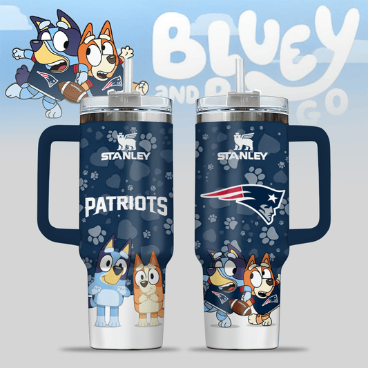 New England Patriots NFL x Bluey Custom Stanley Cup 40 oz 30 oz Tumbler With Handle