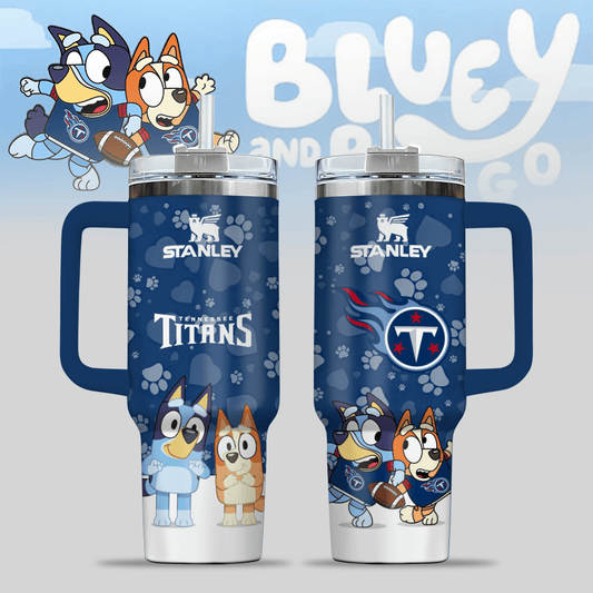 Tennessee Titans NFL x Bluey Custom Stanley Cup 40 oz 30 oz Tumbler With Handle