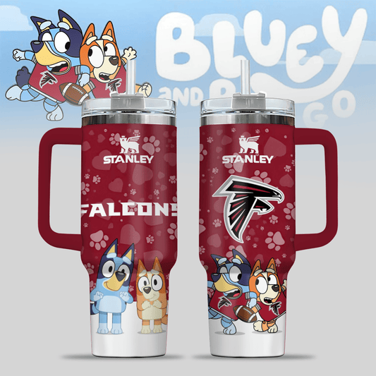 Atlanta Falcons NFL x Bluey Custom Stanley Cup 40 oz 30 oz Tumbler With Handle