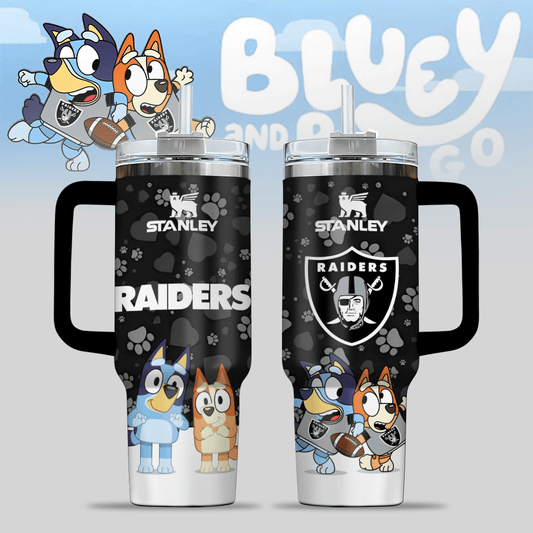 Las Vegas Raiders NFL x Bluey Custom Stanley Cup 40 oz 30 oz Tumbler With Handle